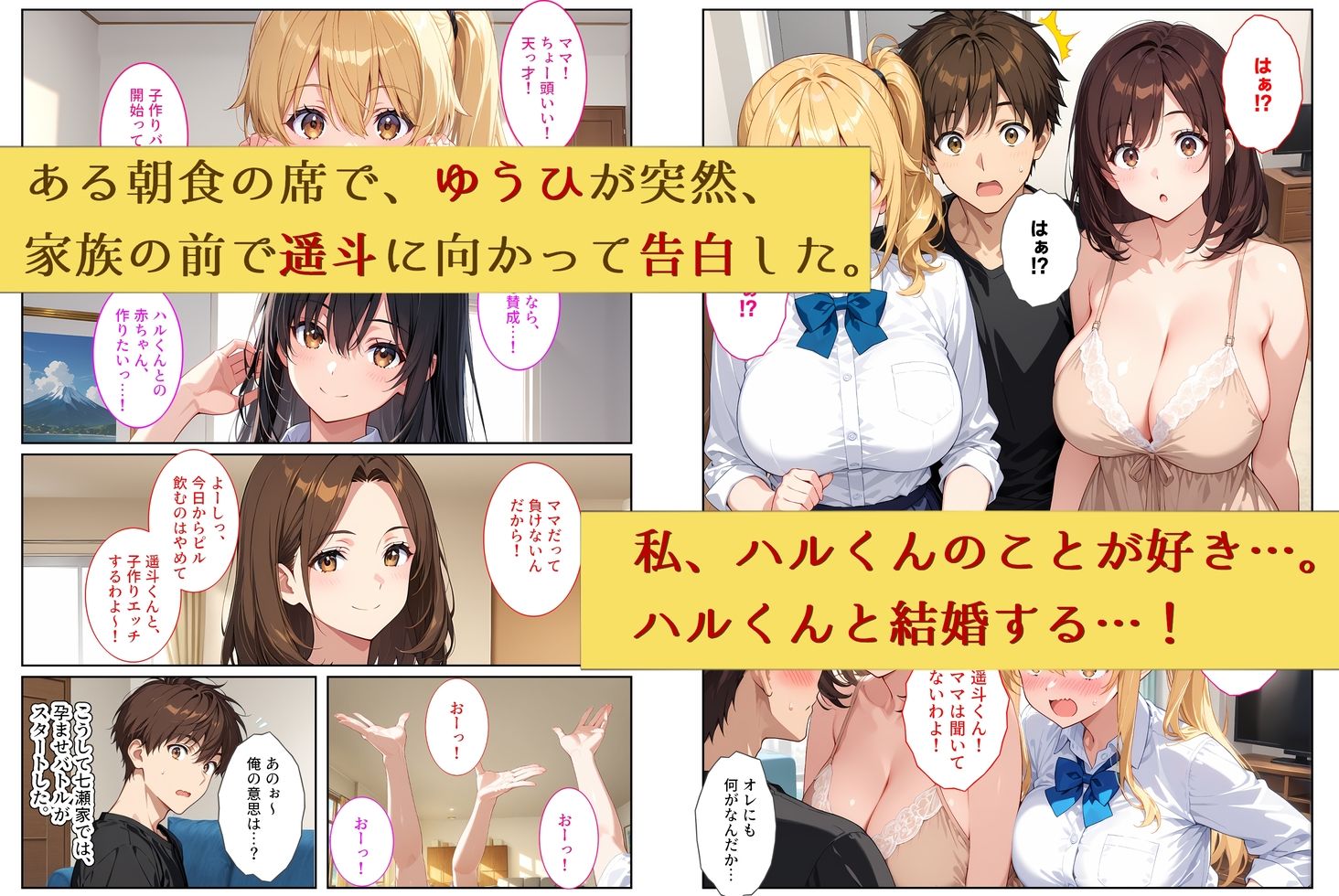 養子になったら爆乳義母と双子義妹に誘惑されて中出しセックスしています！〜孕ませバトル編〜-サンプル画像4